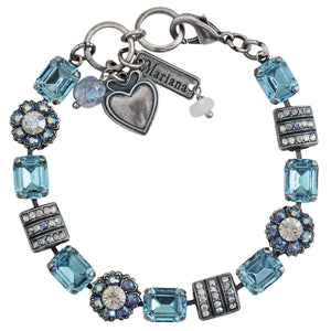 Mariana "Italian Ice" Silver Plated Baguette Rectangle Floral Crystal Bracelet, 4099 141