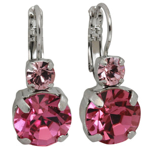 Mariana "Pretty in Pink" Rhodium Plated Lovable Double Stone Crystal Earrings, 1037 223209ro