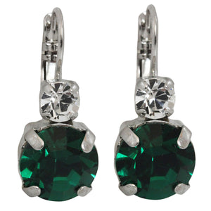 Mariana "Green with Envy" Rhodium Plated Lovable Double Stone Crystal Earrings, 1037 001205ro