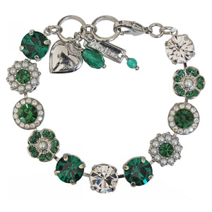 Mariana "Green with Envy" Rhodium Plated Lovable Rosette Crystal Bracelet, 4084 3001ro