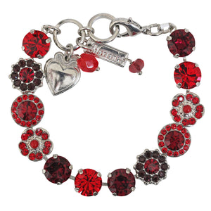 Mariana "Lady in Red" Rhodium Plated Lovable Mixed Element Crystal Bracelet, 4045/1 1070ro