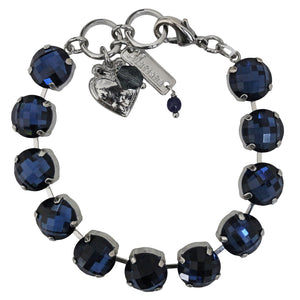 Mariana "Blue Morpho" Rhodium Plated Checkerboard Cut Lovable Round Crystal Bracelet, 4474 255Aro