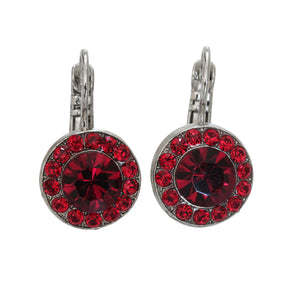 Mariana "Lady in Red" Rhodium Plated Must-Have Round Pavé Crystal Earrings, 1129 1070ro