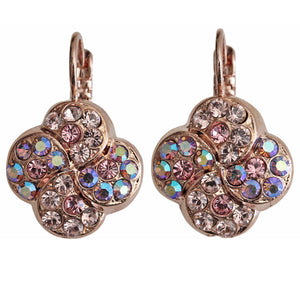 Mariana "Flamingo" Rose Gold Plated Extra Luxurious Clover Crystal Earrings, 1319/1 319mr