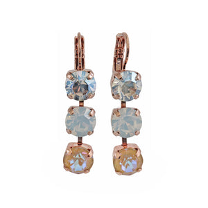 Mariana "Butter Pecan" Rose Gold Plated Three Stone Crystal Earrings, 1440/1 1153rg
