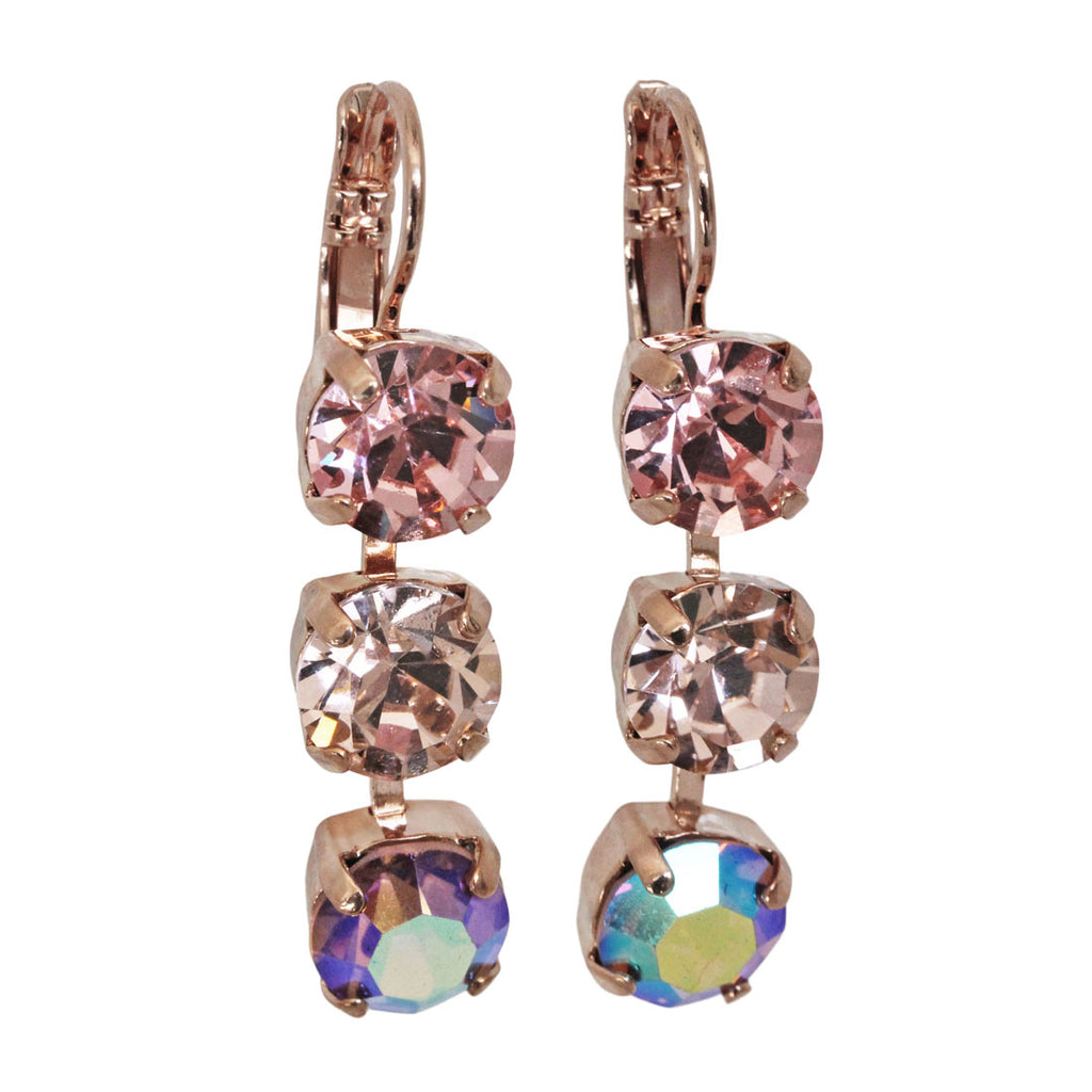 MARIANA EARRINGS - RG - LG PINK CHAMPAGNE CRYSTALS
