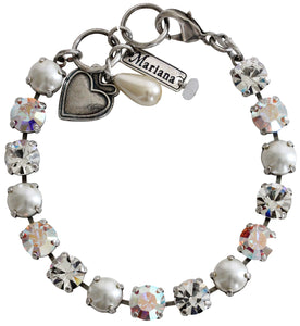 Mariana "Crystal Pearls" Silver Plated Must-Have Everyday Crystal Tennis Bracelet, 4252 M48001