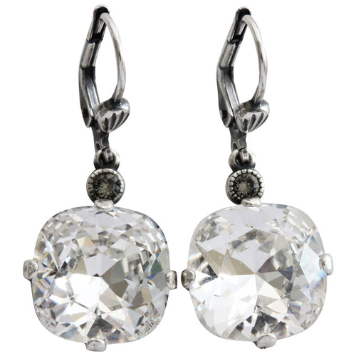 Catherine Popesco Sterling Silver Plated Crystal Round Earrings, 6556 Clear