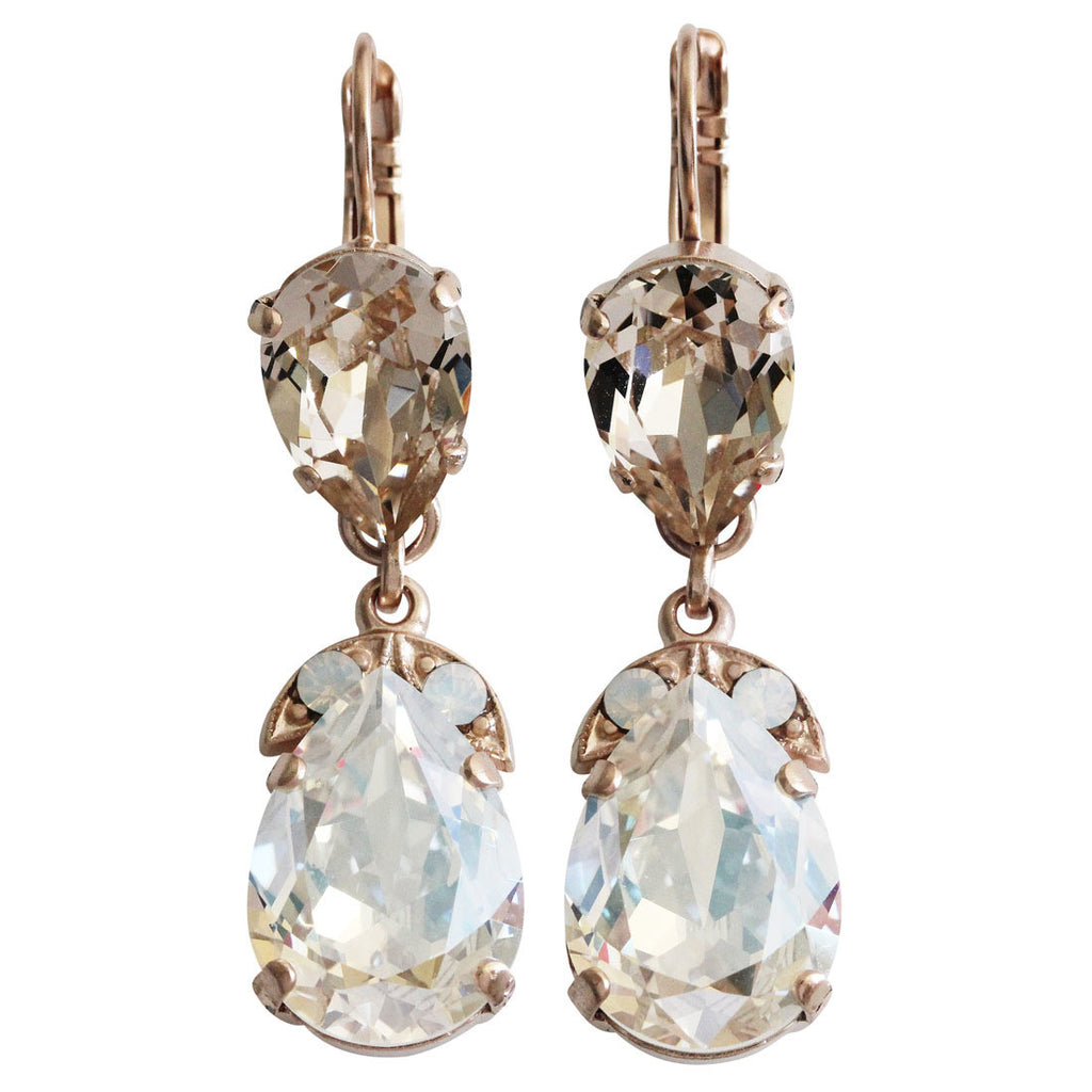 MARIANA EARRINGS - RG - 2 DROP CRYSTAL EARRINGS - PPL/RED/CLR/PRL