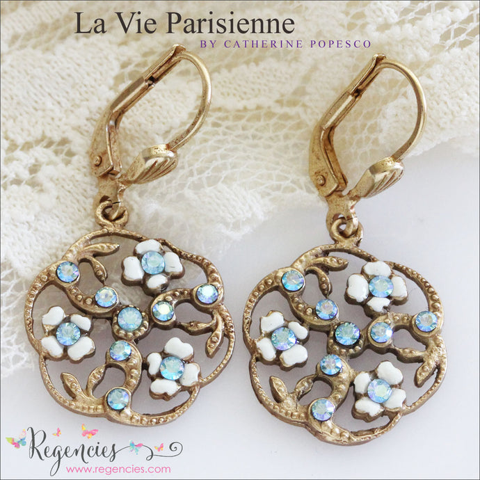 Catherine Popesco La Vie Parisienne French Enamel Swarovski Earrings