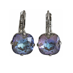 Mariana "Sun-Kissed Midnight" Rhodium Plated Small Cushion Cut Crystal Earrings, 1470/1 137ro