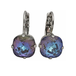 Mariana "Sun-Kissed Midnight" Rhodium Plated Small Cushion Cut Crystal Earrings, 1470/1 137ro