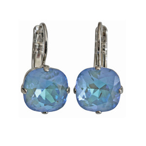 Mariana "Sun-Kissed Lagoon" Rhodium Plated Small Cushion Cut Crystal Earrings, 1470/1 143ro