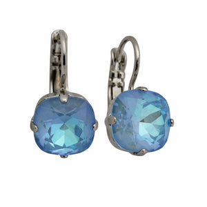 Mariana "Sun-Kissed Lagoon" Rhodium Plated Small Cushion Cut Crystal Earrings, 1470/1 143ro
