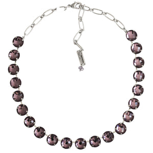 Mariana "Wildberry" Rhodium Plated Lovable Round Checkered Cut Crystal Necklace, 3474 204A