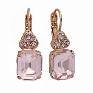 Mariana "Flamingo" Rose Gold Plated Rectangle Baguette Crystal Earrings, 1014 319mr