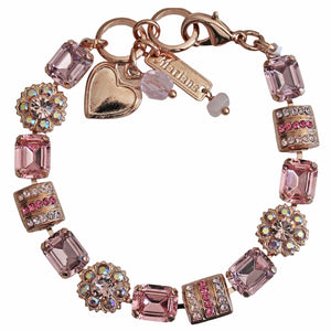 Mariana "Flamingo" Rose Gold Plated Baguette Rectangle Floral Crystal Bracelet, 4099 319rg