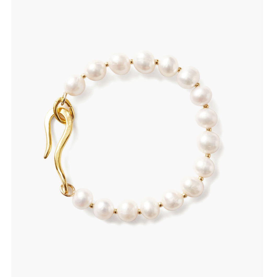 Chan Luu Gold Plated White Freshwater Pearls Unity Bracelet