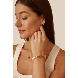 Chan Luu Gold Plated White Freshwater Pearls Unity Bracelet