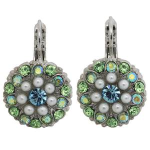 Mariana "Green Blue Pearl" Rhodium Plated Guardian Angel Crystal Earrings, 1029 84ro