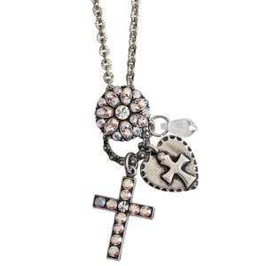 Mariana "On A Clear Day" Silver Plated Cross Charms Pendant Crystal Necklace, 52021/3 0011AB