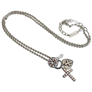 Mariana "On A Clear Day" Silver Plated Cross Charms Pendant Crystal Necklace, 52021/3 0011AB