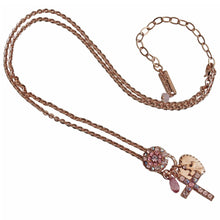 Mariana "Flamingo" Rose Gold Plated Cross Charms Pendant Crystal Necklace, 52021/3 319rg