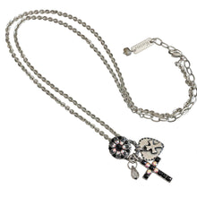 Mariana "Tuxedo" Silver Plated Cross Charms Pendant Crystal Necklace, 52021/3 3701
