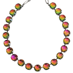 Mariana "Prism Rainbow" Silver Plated Lovable Round Checkered Cut Crystal Necklace, 3474 222A