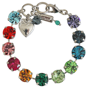 Mariana "Gradient Rainbow" Rhodium Plated Lovable Round Crystal Bracelet, 4474 888885ro