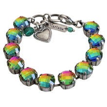 Mariana "Prism Rainbow" Silver Plated Lovable Round Pillow Cut Crystal Bracelet, 4474 222A