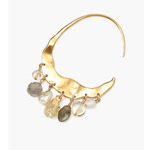 Chan Luu Crescent Cream Pearl and Citrine Mix Gold Plated Hoop Earrings