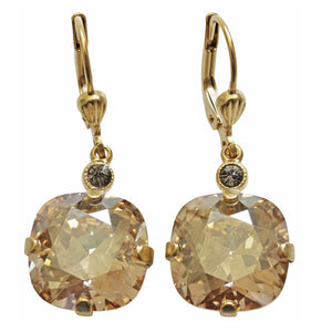 Catherine Popesco 14k Gold Plated Crystal Round Earrings, 6556G Champagne
