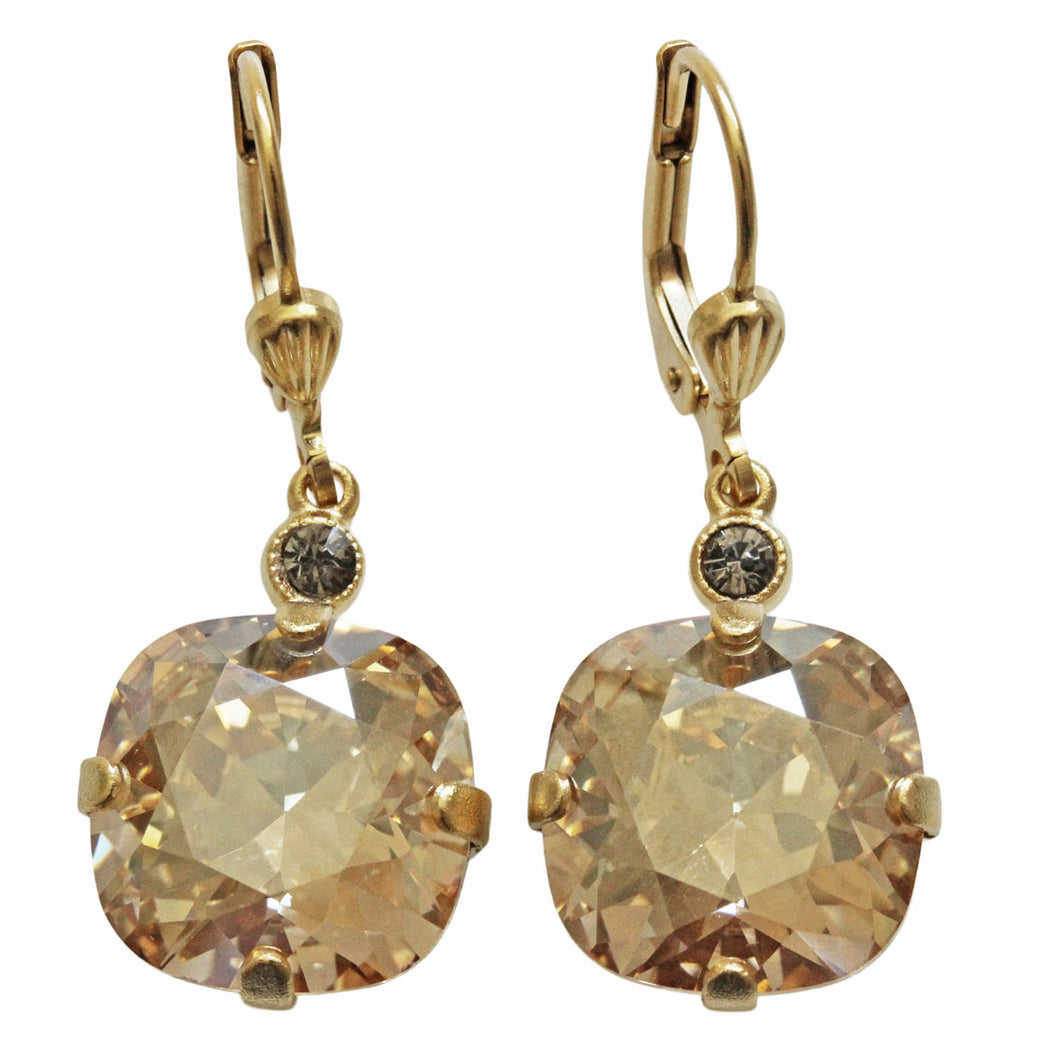 Catherine Popesco 14k Gold Plated Crystal Round Earrings, 6556G Champagne