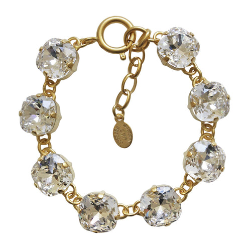 Catherine Popesco 14k Gold Plated Crystal Round Bracelet, 1696G Clear