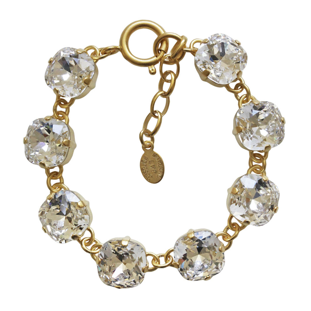 Catherine Popesco 14k Gold Plated Crystal Round Bracelet, 1696G Clear