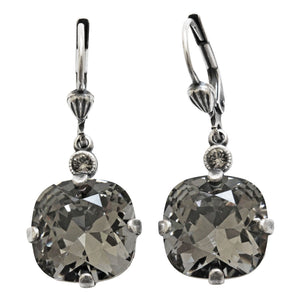 Catherine Popesco Sterling Silver Plated Crystal Round Earrings, 6556 Black Diamond * Limited Edition *