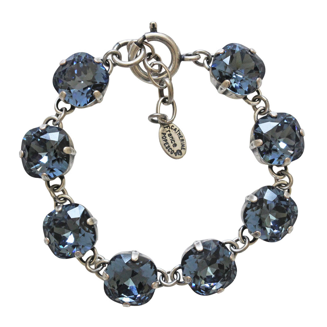 Catherine Popesco Sterling Silver Plated Crystal Round Bracelet, 1696 Midnight