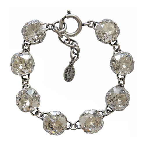 Catherine Popesco Sterling Silver Plated Crystal Round Bracelet, 1696 Shade