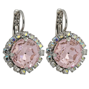 Mariana "Pretty in Pink" Rhodium Plated Faceted Crystal Statement Earrings, 1137/1R 1AB223ro