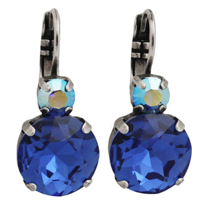 Mariana "Royal Blue" Silver Plated Lovable Double Stone Crystal Earrings, 1037R 206