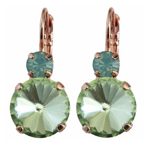 Mariana "Light Green" Rose Gold Plated Lovable Rivoli Double Stone Crystal Earrings, 1037R 390238mr