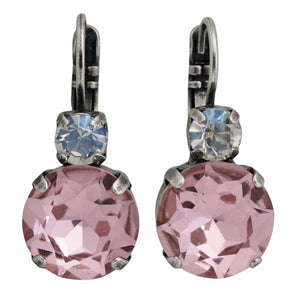 Mariana "Pretty in Pink" Silver Plated Lovable Double Stone Crystal Earrings, 1037R MOL223