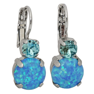 Mariana "Italian Ice" Rhodium Plated Double Drop Crystal Earrings, Blue 1062 263M52