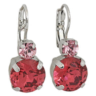 Mariana "Pretty in Pink" Rhodium Plated Lovable Double Stone Crystal Earrings, 1037 223209ro