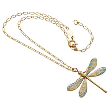 Catherine Popesco 14k Gold Plated Dragonfly Enamel Necklace, 904G Blue White