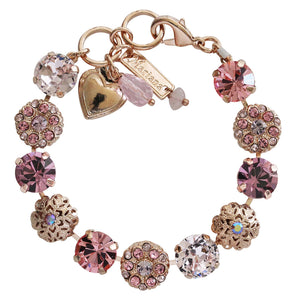 Mariana "Flamingo" Rose Gold Plated Filigree Round Floral Statement Crystal Bracelet, 4213 319rg