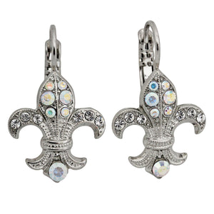 Mariana "On A Clear Day" Rhodium Plated Fleur De Lis Crystal Earrings, 1108/1 0011ABro