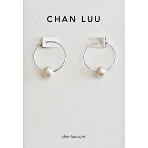 Chan Luu Sterling Silver White Freshwater Cultured Pearl Small Hoop Earrings