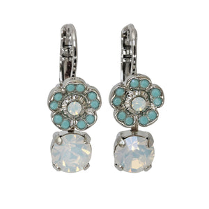 Mariana "Aegean Coast" Rhodium Plated Floret Drop Small Crystal Earrings, 1211 4006ro